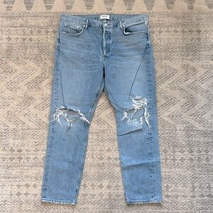 AGOLDE Distressed Straight Leg Button Fly Denim